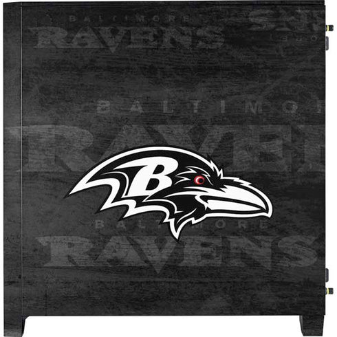 NFL Baltimore Ravens Black & White Corsair 4000D Tempered Glass Mid-Tower ATX Case Skin