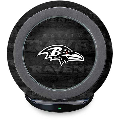 NFL Baltimore Ravens Black & White Fast Charge Wireless Charging Stand Skin