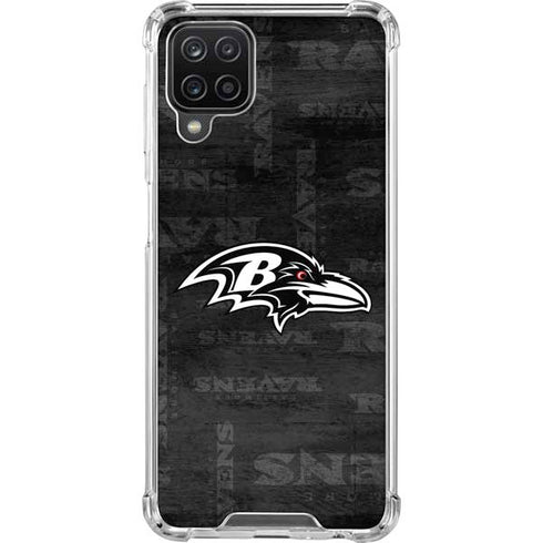 NFL Baltimore Ravens Black & White Galaxy A12 Clear Case