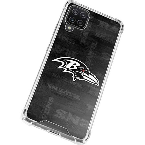 NFL Baltimore Ravens Black & White Galaxy A12 Clear Case