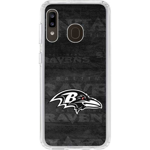 NFL Baltimore Ravens Black & White Galaxy A20 Clear Case