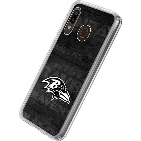 NFL Baltimore Ravens Black & White Galaxy A20 Clear Case