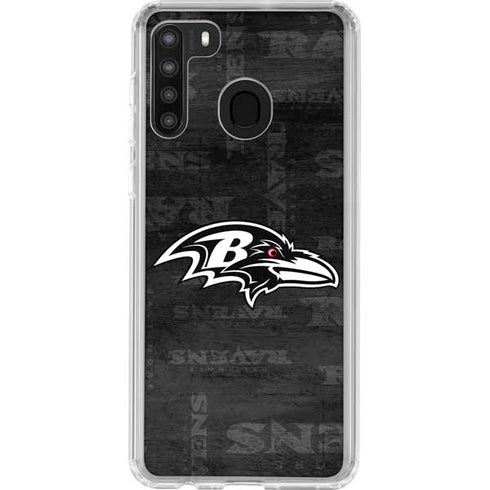 NFL Baltimore Ravens Black & White Galaxy A21 Clear Case