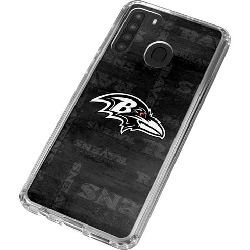 NFL Baltimore Ravens Black & White Galaxy A21 Clear Case