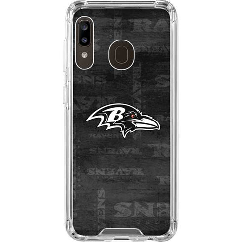 NFL Baltimore Ravens Black & White Galaxy A30 Clear Case