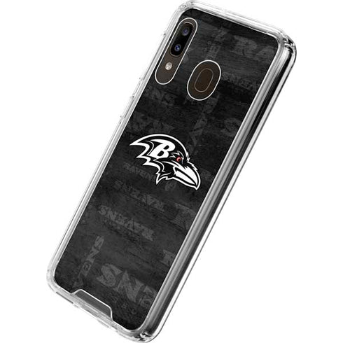 NFL Baltimore Ravens Black & White Galaxy A30 Clear Case
