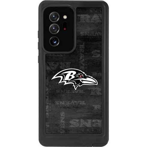 NFL Baltimore Ravens Black & White Galaxy Note20 Ultra 5G Waterproof Case
