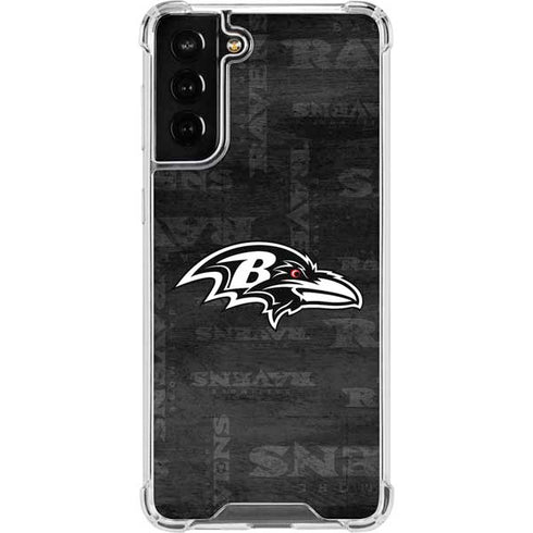 NFL Baltimore Ravens Black & White Galaxy S21 FE Clear Case