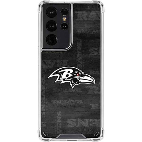 NFL Baltimore Ravens Black & White Galaxy S21 Ultra 5G Clear Case