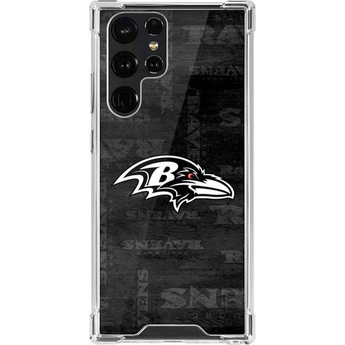 NFL Baltimore Ravens Black & White Galaxy S22 Ultra Clear Case