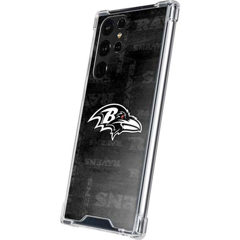 NFL Baltimore Ravens Black & White Galaxy S22 Ultra Clear Case