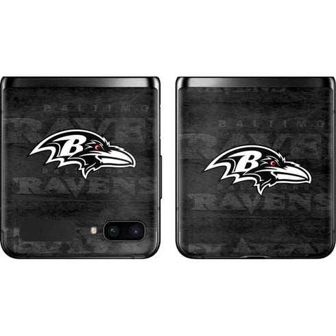 NFL Baltimore Ravens Black & White Galaxy Z Flip Skin