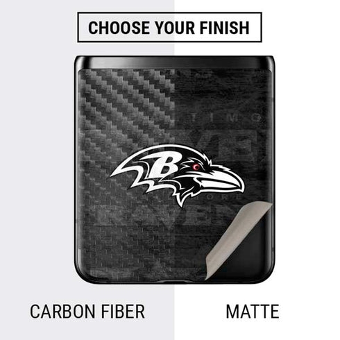 NFL Baltimore Ravens Black & White Galaxy Z Flip Skin