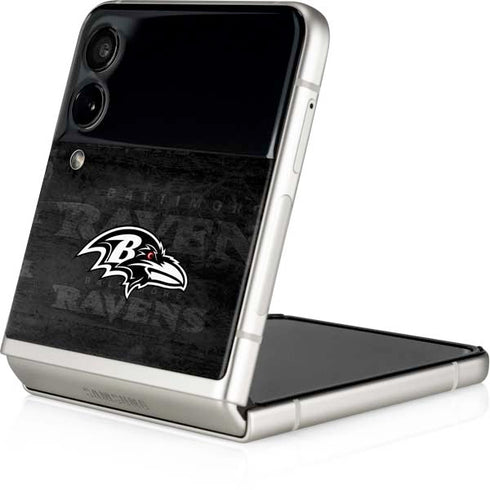 NFL Baltimore Ravens Black & White Galaxy Z Flip3 5G Skin