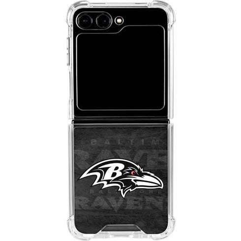 NFL Baltimore Ravens Black & White Galaxy Z Flip5 5G Clear Case