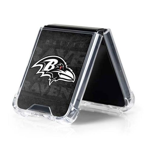 NFL Baltimore Ravens Black & White Galaxy Z Flip5 5G Clear Case
