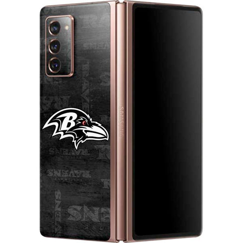 NFL Baltimore Ravens Black & White Galaxy Z Fold2 5G Skin