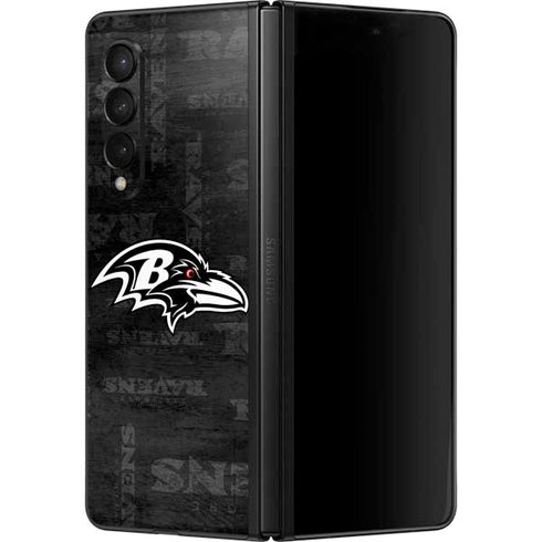 NFL Baltimore Ravens Black & White Galaxy Z Fold3 5G Skin