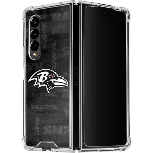 NFL Baltimore Ravens Black & White Galaxy Z Fold4 5G Clear Case