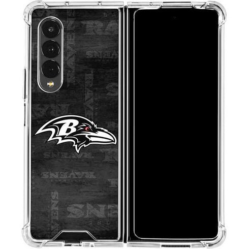 NFL Baltimore Ravens Black & White Galaxy Z Fold4 5G Clear Case