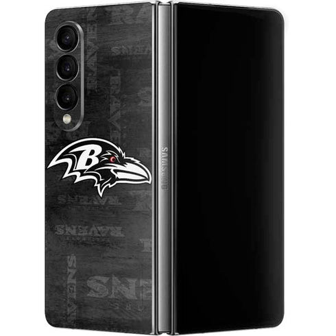 NFL Baltimore Ravens Black & White Galaxy Z Fold4 5G Skin