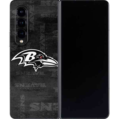 NFL Baltimore Ravens Black & White Galaxy Z Fold4 5G Skin