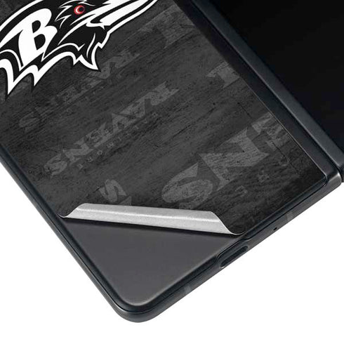 NFL Baltimore Ravens Black & White Galaxy Z Fold4 5G Skin