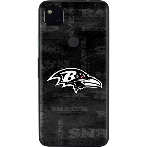 NFL Baltimore Ravens Black & White Google Pixel 4a Skin