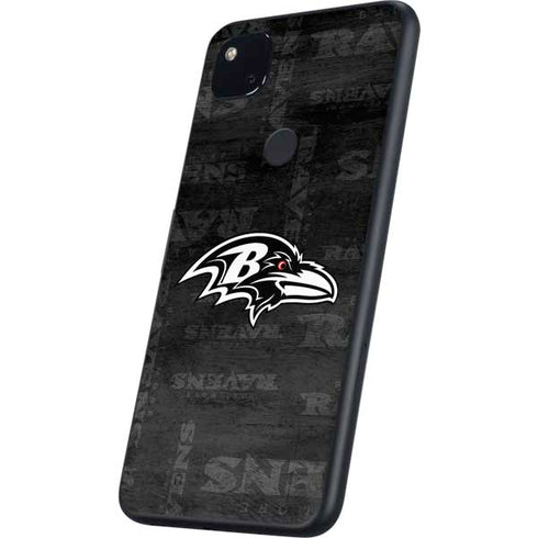 NFL Baltimore Ravens Black & White Google Pixel 4a Skin