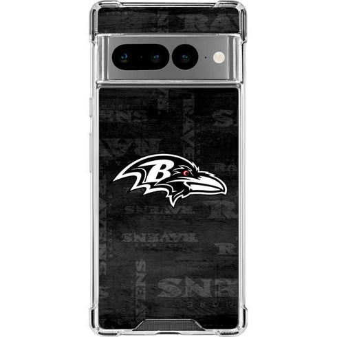 NFL Baltimore Ravens Black & White Google Pixel 7 Pro Clear Case
