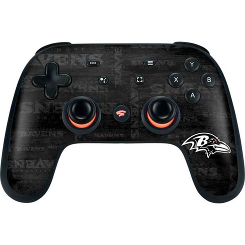 NFL Baltimore Ravens Black & White Google Stadia Controller Skin