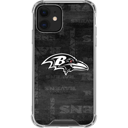 NFL Baltimore Ravens Black & White iPhone 12 Clear Case