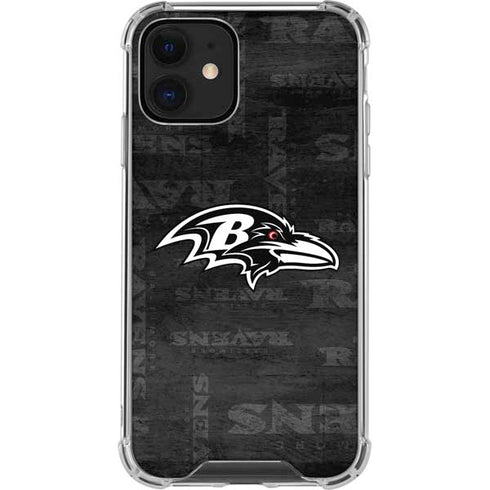 NFL Baltimore Ravens Black & White iPhone 12 Mini Clear Case