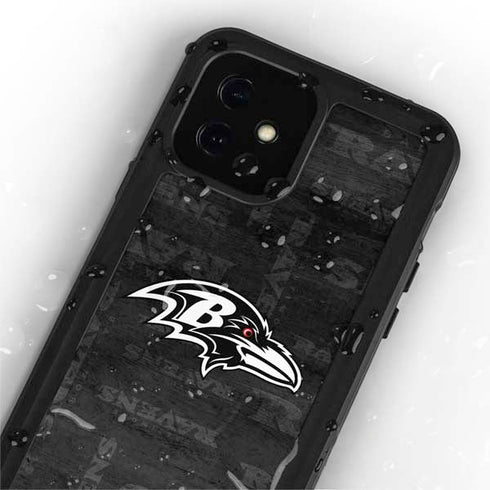 NFL Baltimore Ravens Black & White iPhone 12 Mini Waterproof Case