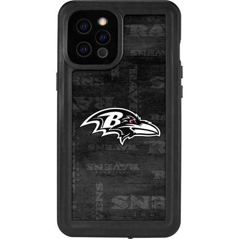 NFL Baltimore Ravens Black & White iPhone 12 Pro Max Waterproof Case