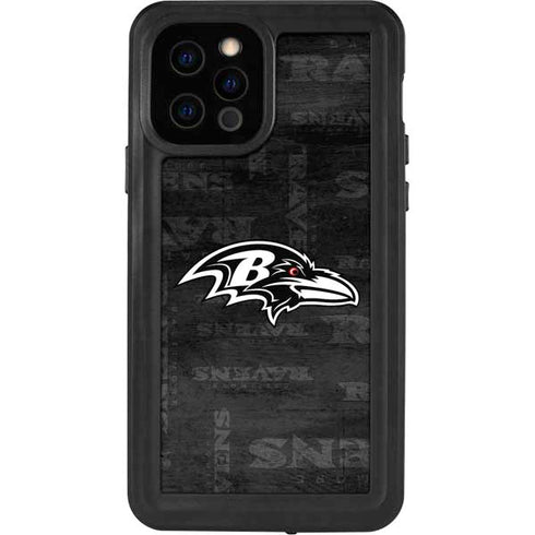 NFL Baltimore Ravens Black & White iPhone 12 Pro Waterproof Case