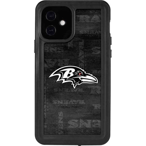 NFL Baltimore Ravens Black & White iPhone 12 Waterproof Case