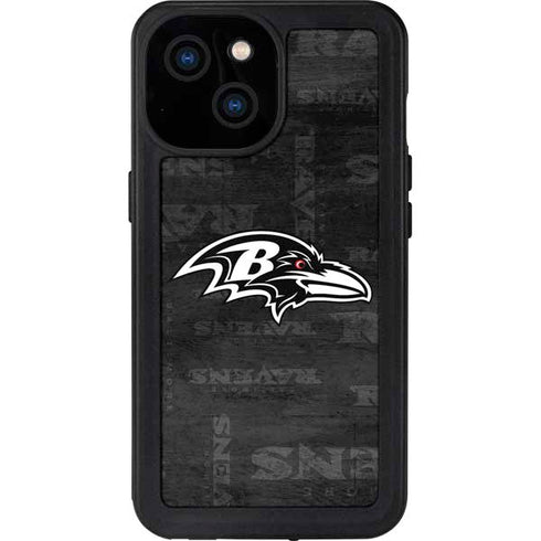 NFL Baltimore Ravens Black & White iPhone 13 Mini Waterproof Case