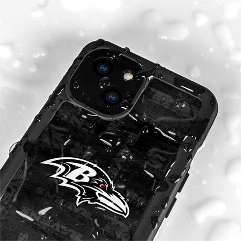 NFL Baltimore Ravens Black & White iPhone 13 Mini Waterproof Case