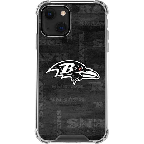 NFL Baltimore Ravens Black & White iPhone 14 Plus Clear Case