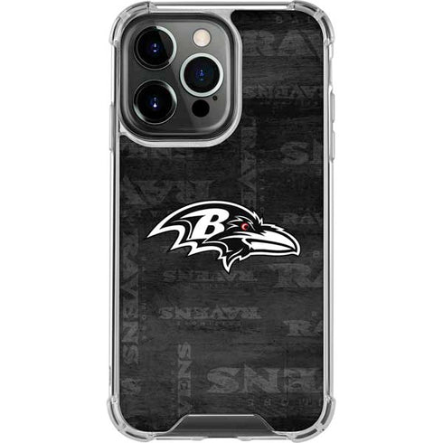 NFL Baltimore Ravens Black & White iPhone 15 Pro Clear Case