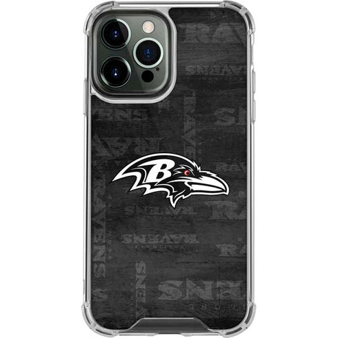 NFL Baltimore Ravens Black & White iPhone 14 Pro Max Clear Case