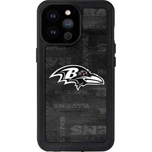 NFL Baltimore Ravens Black & White iPhone 14 Pro Max Waterproof Case
