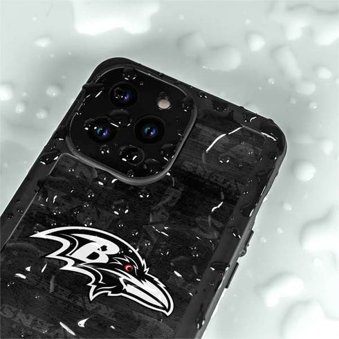 NFL Baltimore Ravens Black & White iPhone 14 Pro Max Waterproof Case