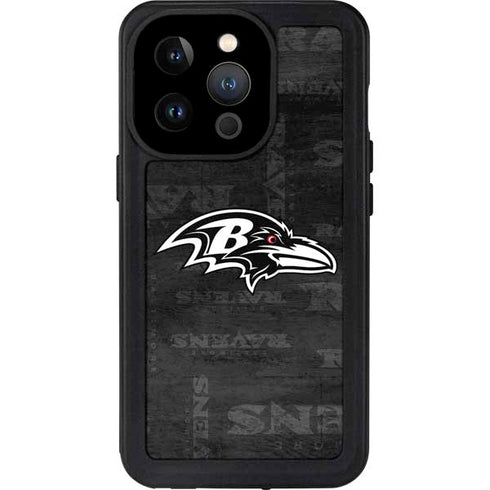 NFL Baltimore Ravens Black & White iPhone 14 Pro Waterproof Case