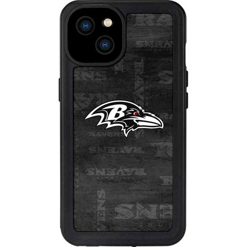 NFL Baltimore Ravens Black & White iPhone 15 Plus Waterproof Case