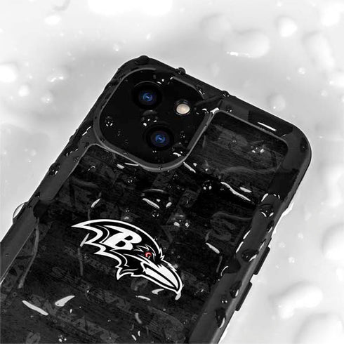 NFL Baltimore Ravens Black & White iPhone 15 Plus Waterproof Case