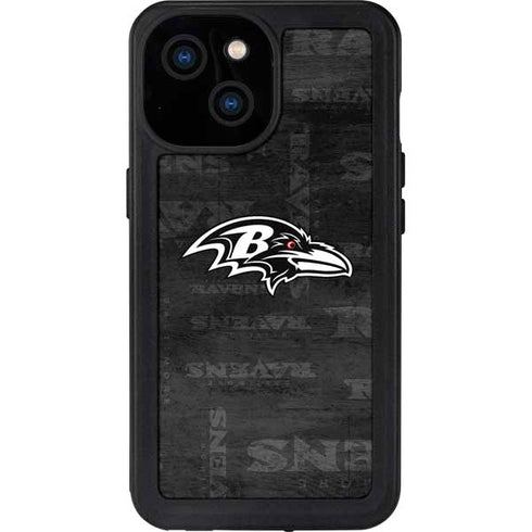 NFL Baltimore Ravens Black & White iPhone 15 Waterproof Case