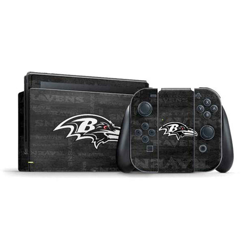 NFL Baltimore Ravens Black & White Nintendo Switch Bundle Skin