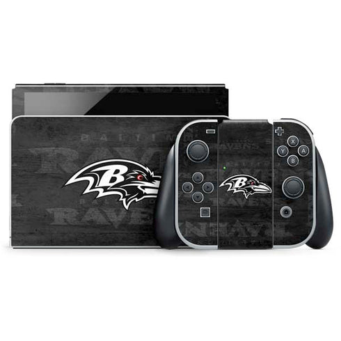 NFL Baltimore Ravens Black & White Nintendo Switch OLED (2021) Skin
